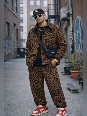 Song for the Mute Embroidered Patch Pocket Velvet Suit Set OOAL AOP UK48/US34